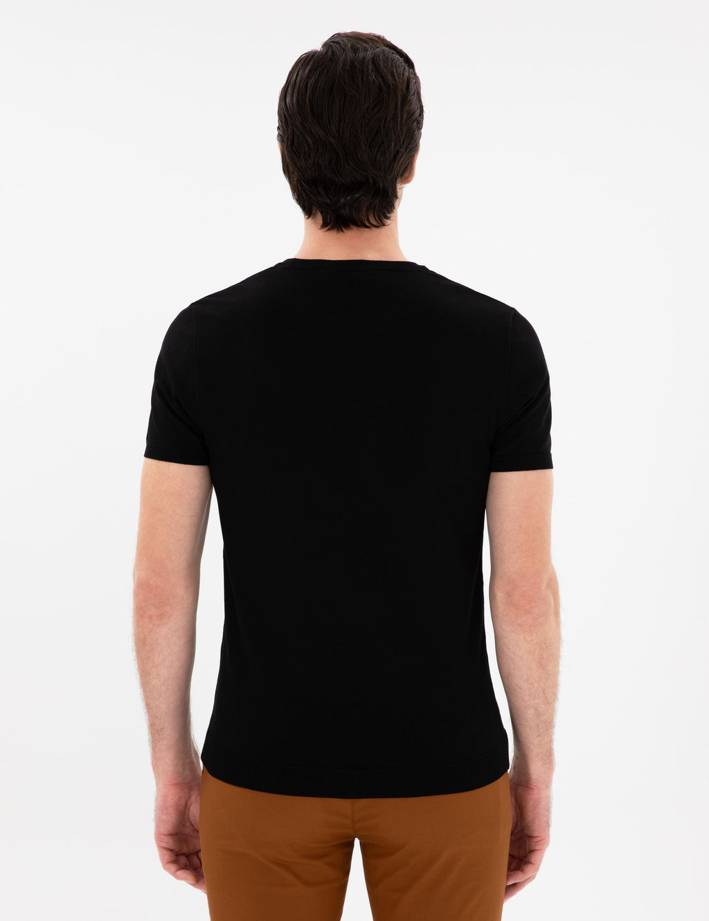 Siyah Slim Fit Bisiklet Yaka Triko T-shirt - Cacharel фото 5