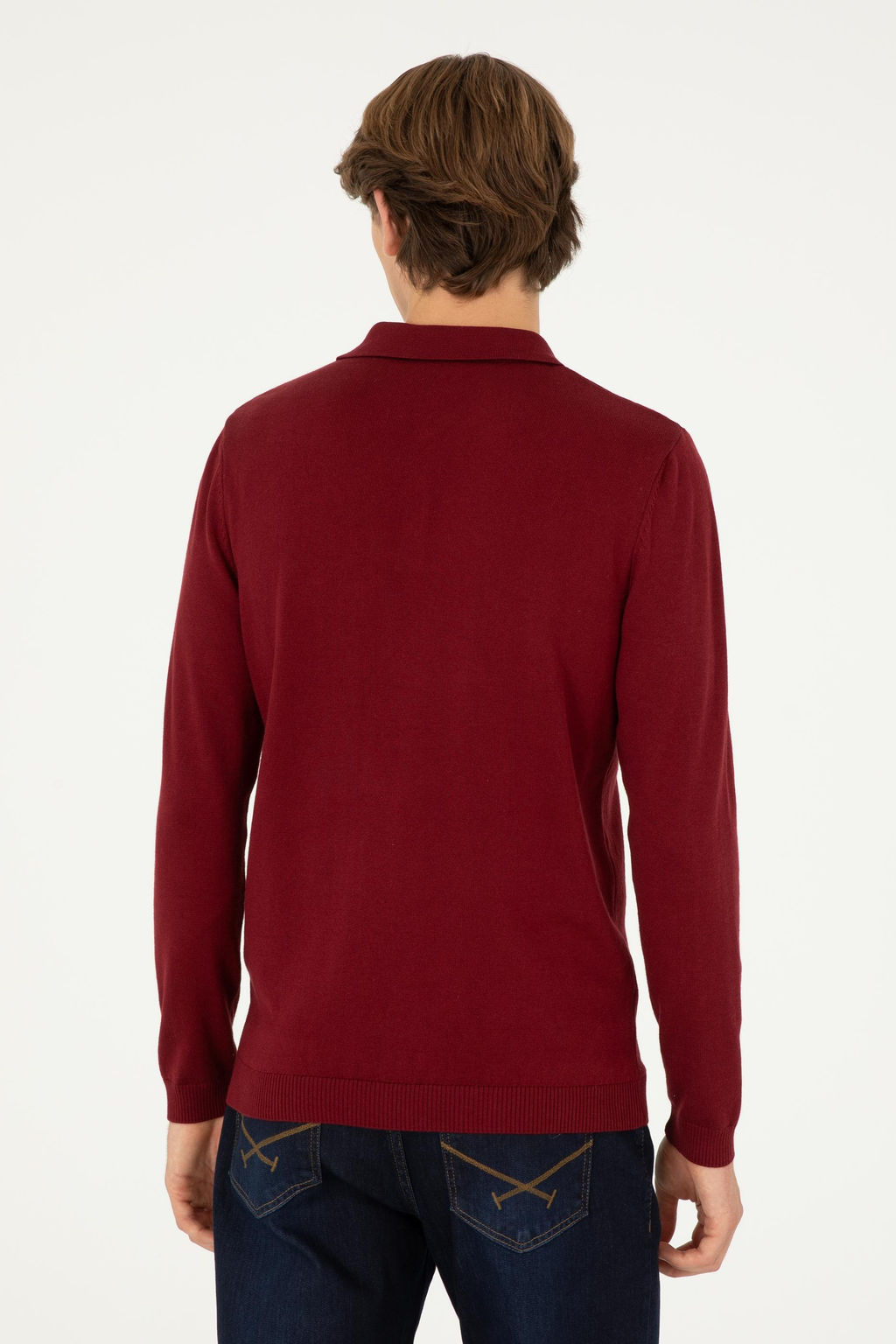 Мужской бордово-красный базовый свитер Неожиданная скидка в корзине - U.s. polo assn фото 4