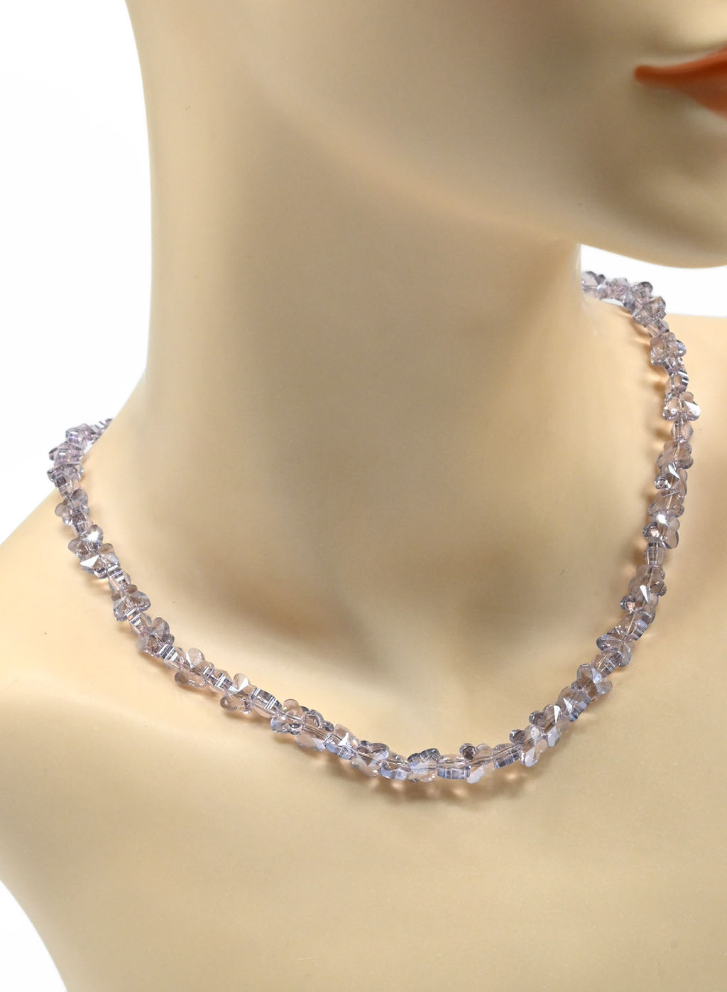 Бусы из циркона бабочки 6*8мм цв.сиреневый, 46см - Радуга камня фото 2