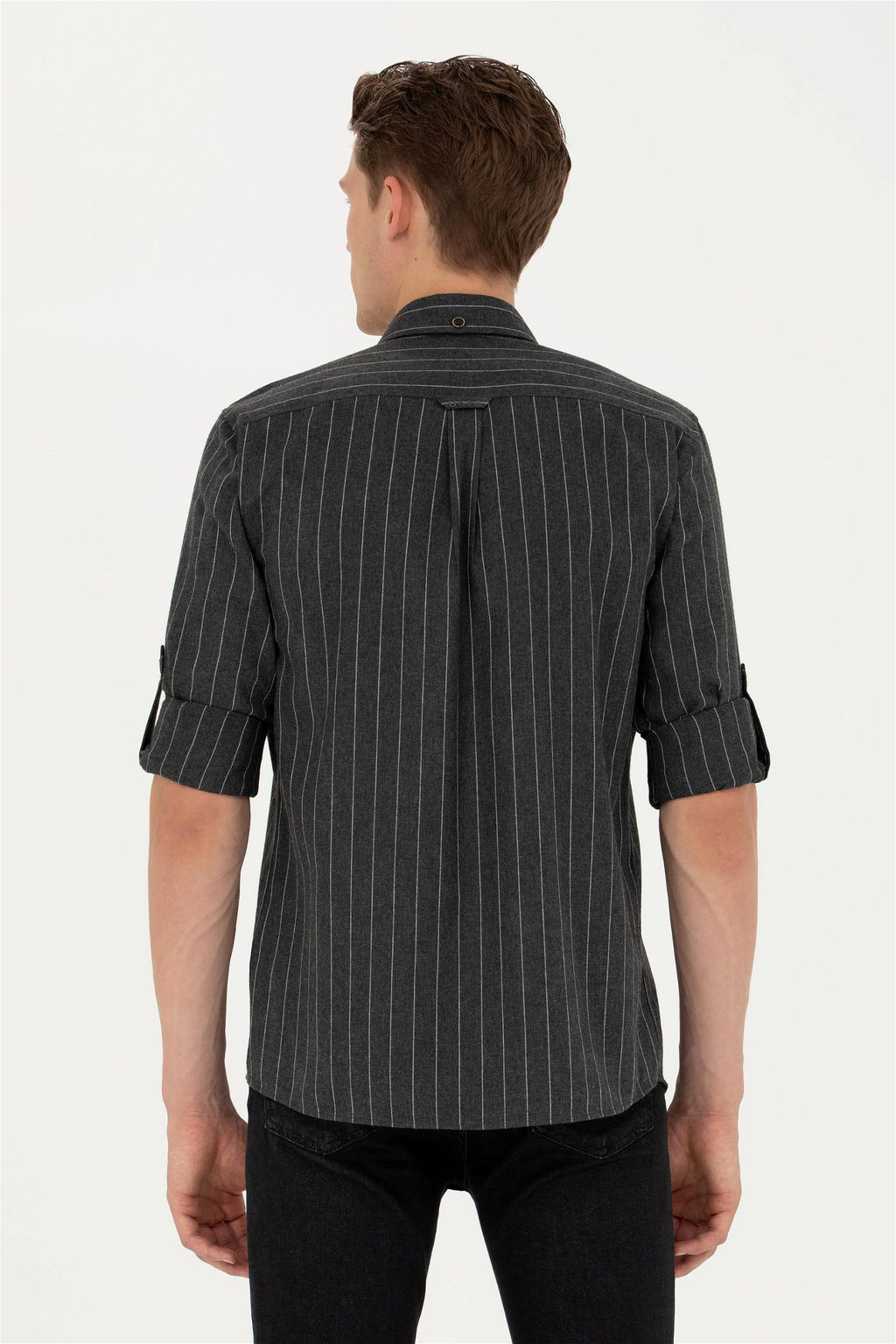 Мужская рубашка антрацитового цвета с длинным рукавом - U.s. polo assn фото 5