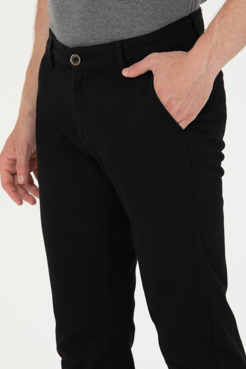 Erkek Slim Fit Siyah Kanvas Pantolon