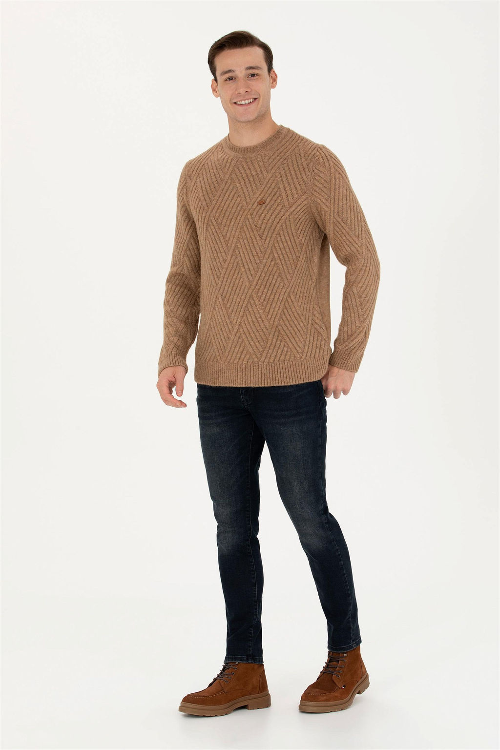 Мужской светло-коричневый меланжевый свитер Неожиданная скидка в корзине - U.s. polo assn фото 4