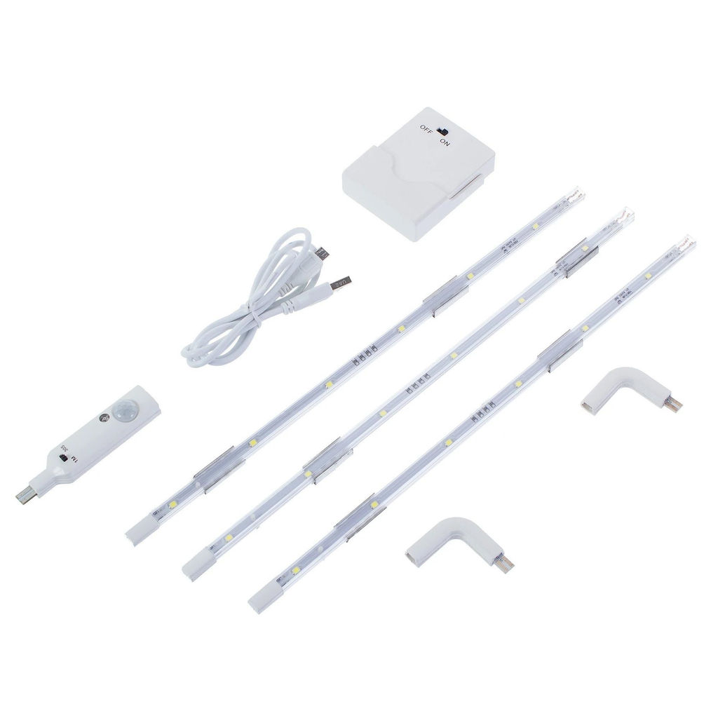 ULM-F42-3W/4200K SENSOR IP20 WHITE Комплект светодиодных полосок с датчиком движения 10Lux. Питание 4ААА. 150Lm. Белый. ТМ Uniel