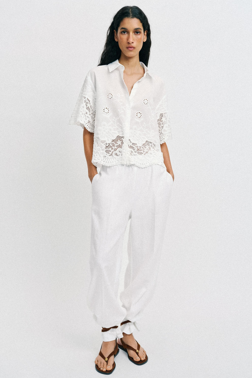 CAMISA BORDADOS PERFORADOS / Blanco - Zara фото 11