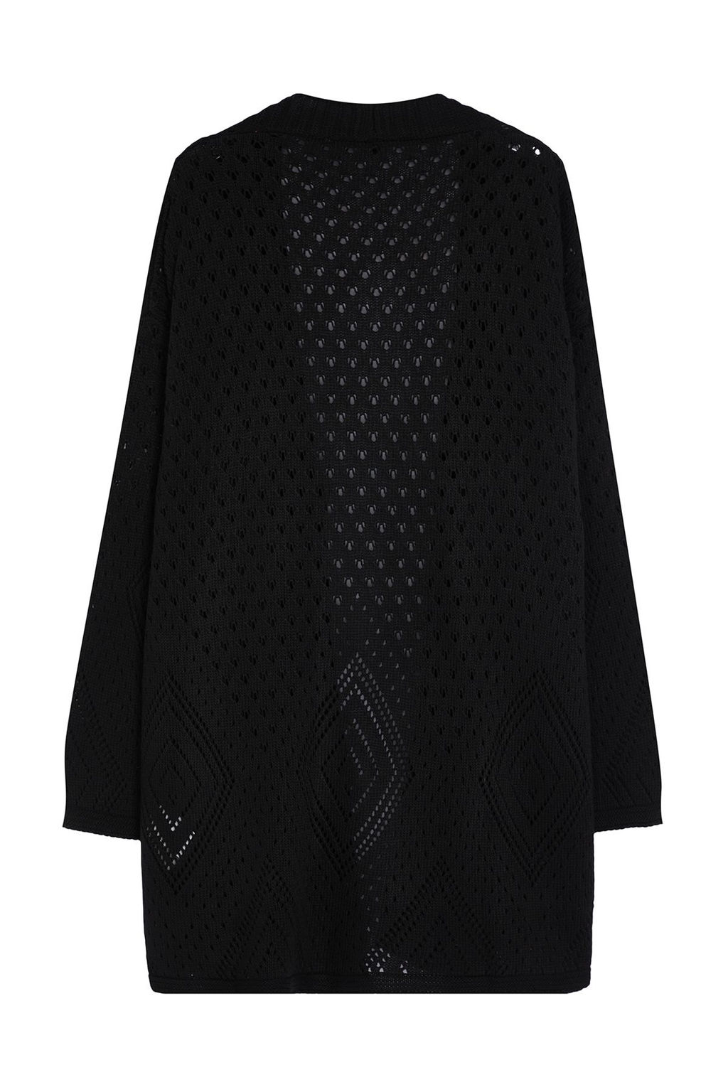 Siyah Genis Kal?p Midi Ajurlu/Delikli Triko H?rka TWOAW24HI00331