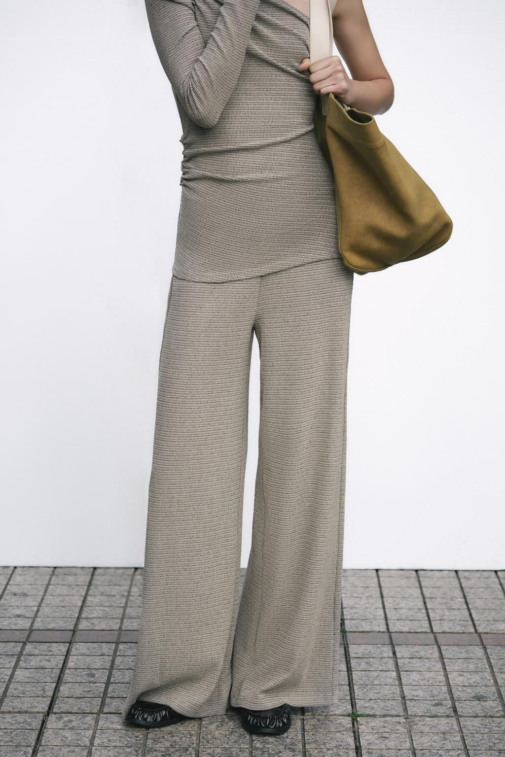 TEXTURED WIDE-LEG TROUSERS - Zara фото 2