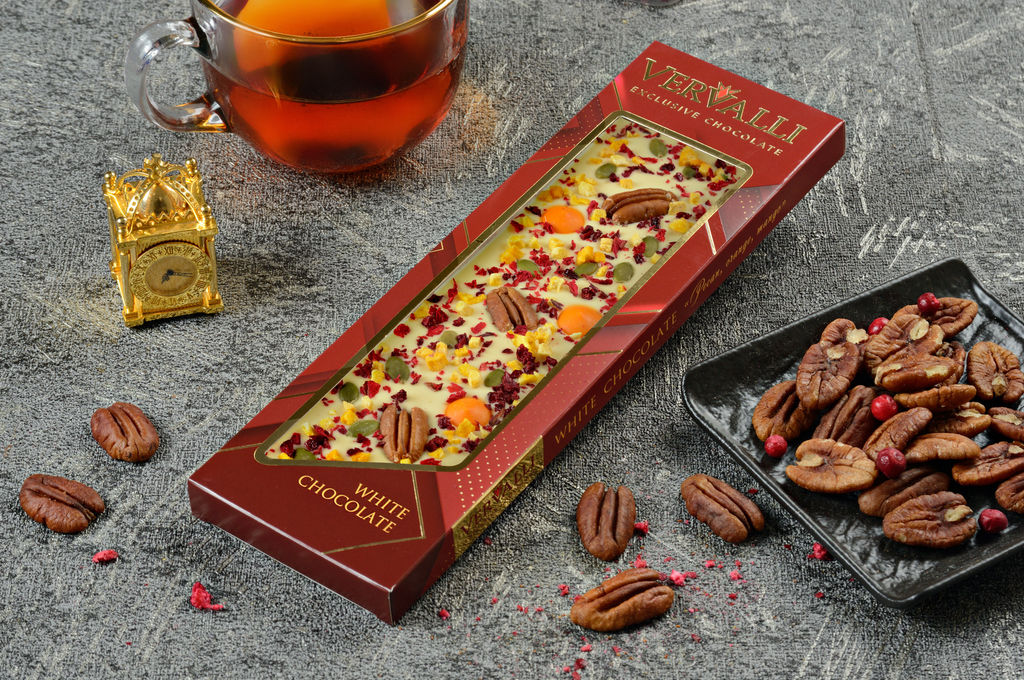 Шоколад белый с украшением Пекан, апельсин, манго, 110 гр , ТМ VERVALLI - Chokodelika фото 5