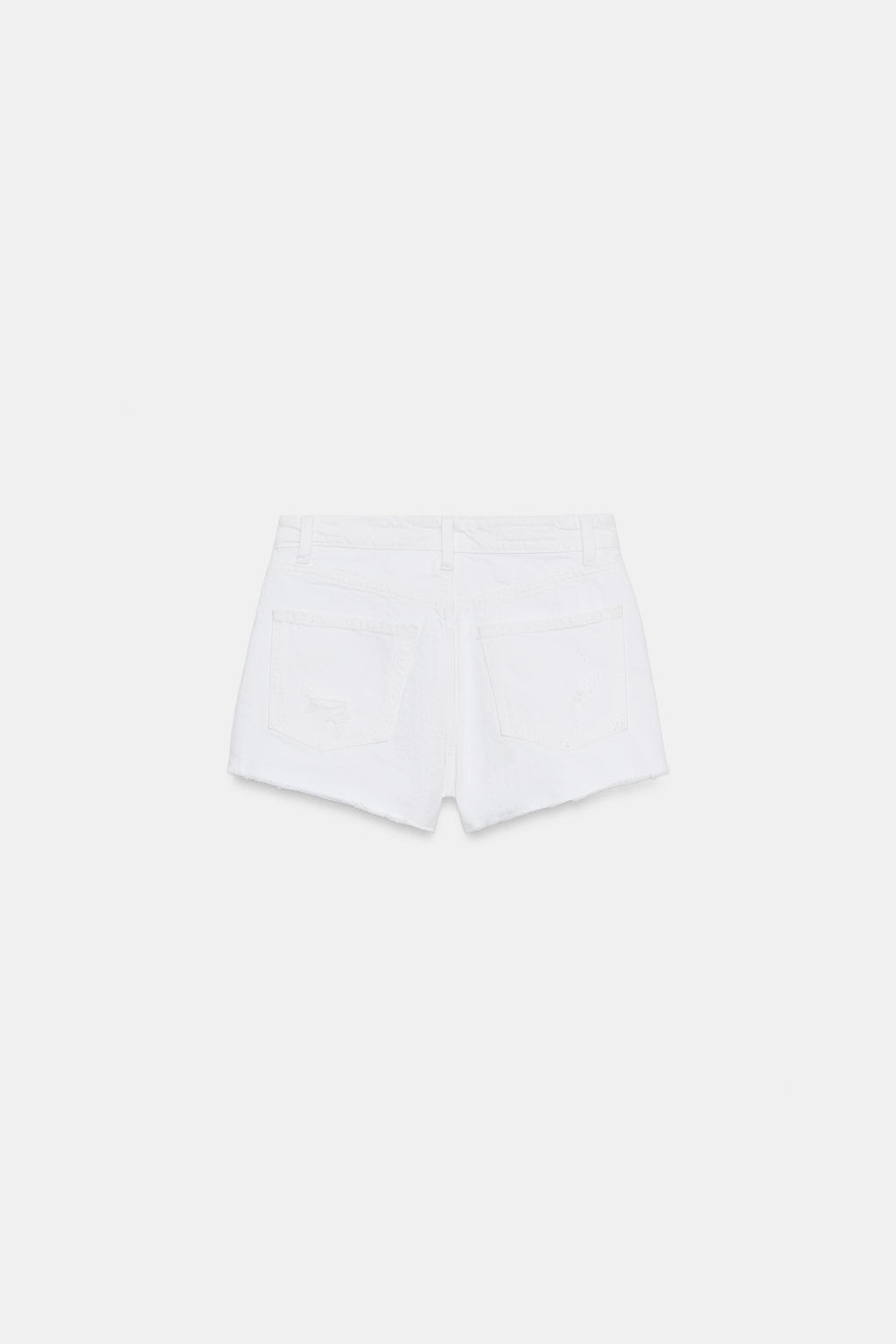SHORTS DENIM TRF TIRO ALTO ROTOS / Blanco - Zara фото 8