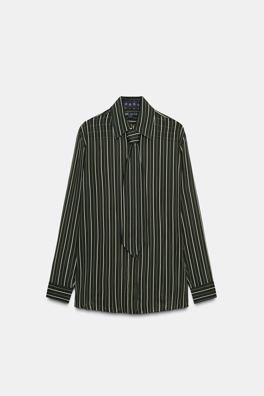 ZW COLLECTION STRIPED FLOWING SHIRT WITH TIE - Zara фото 5