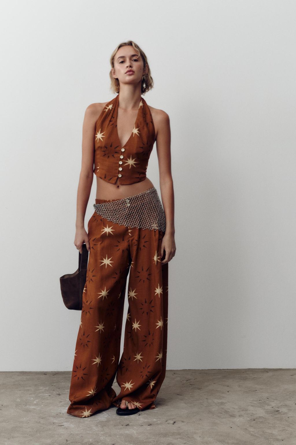 SUN PRINT LINEN BLEND TOP