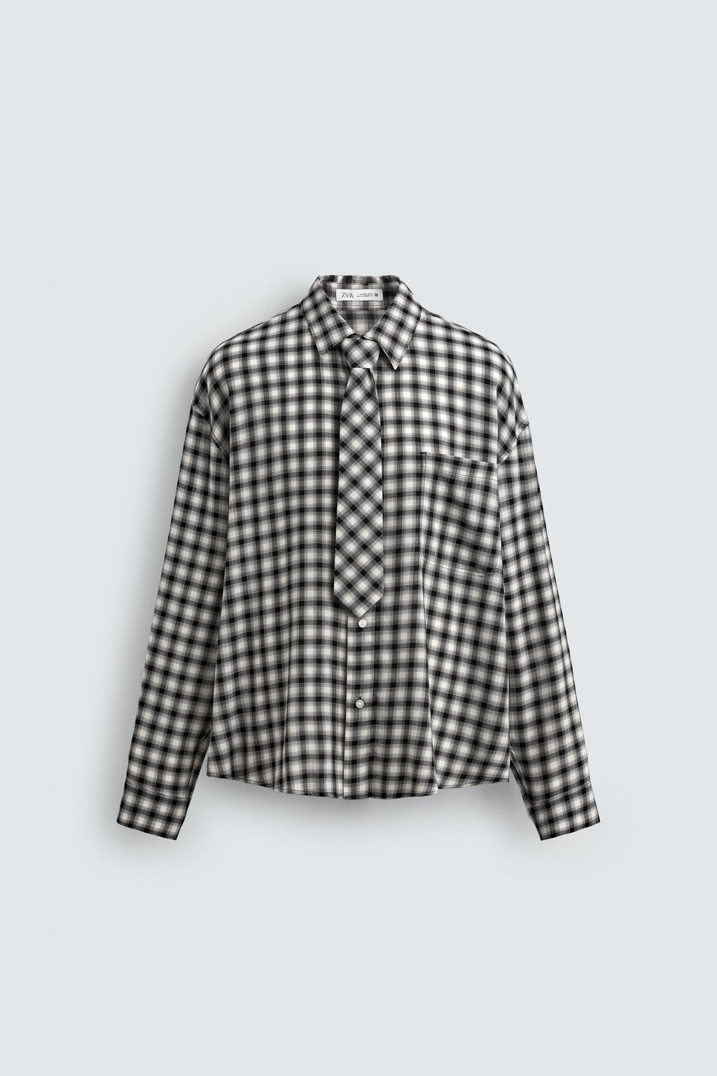 CHECK SHIRT WITH CONTRAST TIE - Zara фото 7