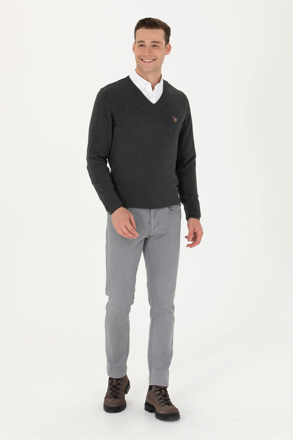 U. S. Polo Assn Мужской базовый свитер антрацитового цвета - U.s. polo assn фото 10