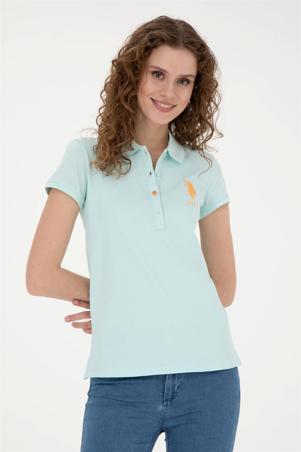 Женская базовая футболка цвета морской волны - U.s. polo assn фото 3