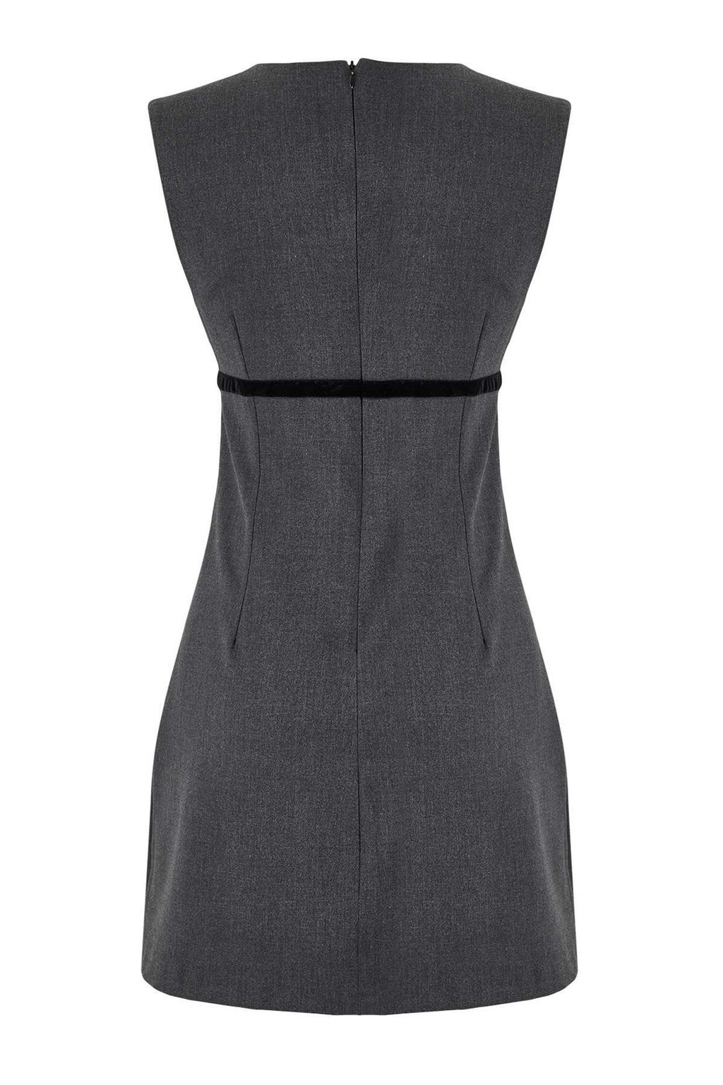 Gri Fiyonklu Mini Poliviskon Dokuma Elbise TWOSS26EL00075 - Trendyolmilla фото 2