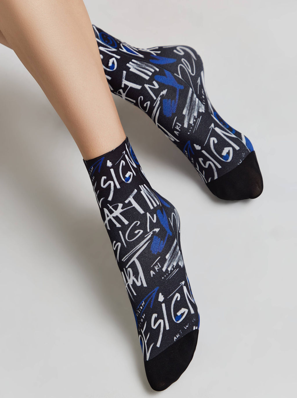 Цена за 2 пары. Носки Классические CONTE FANTASY Плотные носки с черным мыском и рисунком Art Design mix - Conte elegant фото 2