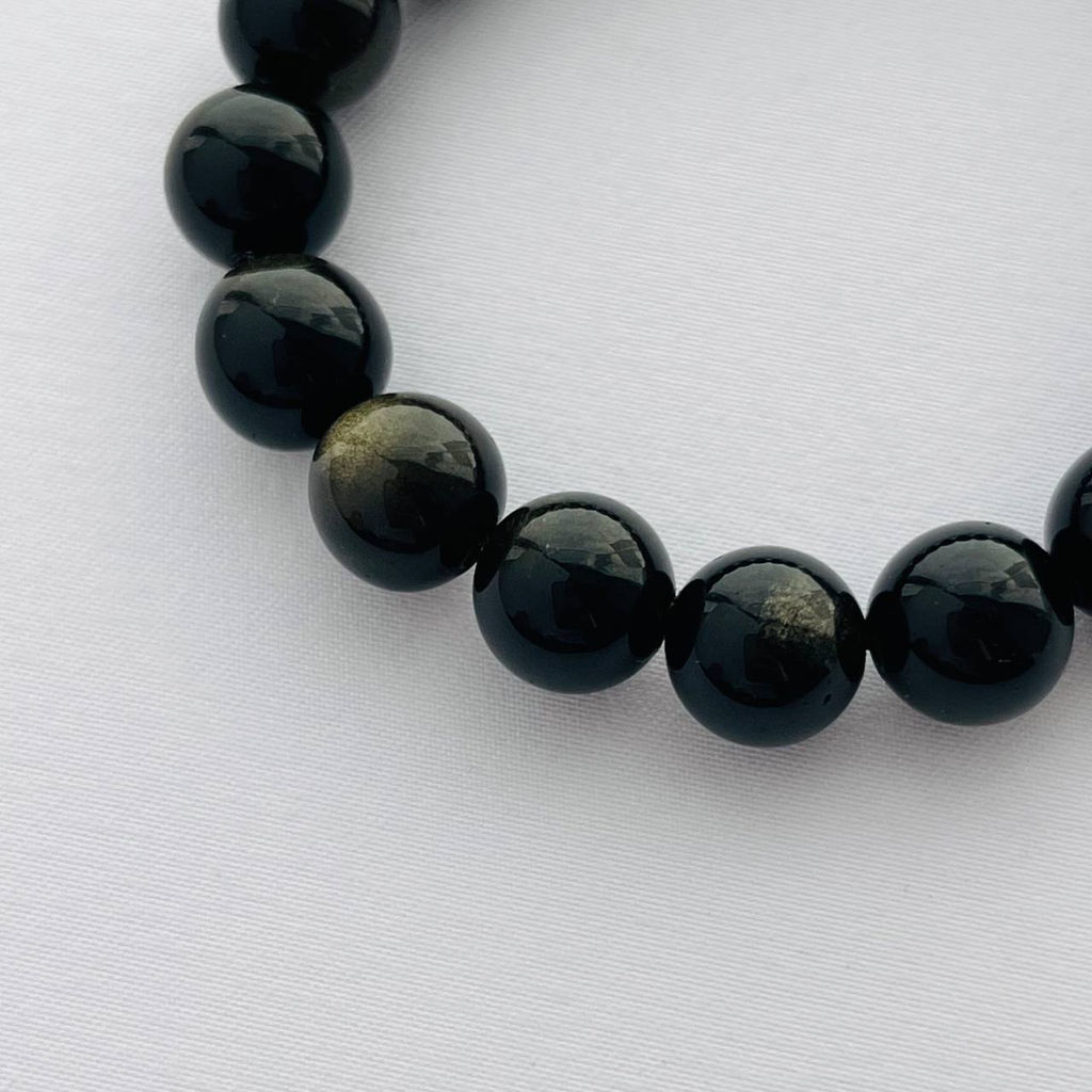 Браслет из золотистого Обсидиана с Раухтопазом 18 см