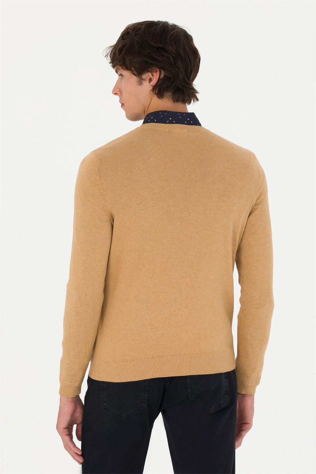 Свитер мужской U. S. Polo Assn Basic песочный меланж из хлопка - U.s. polo assn фото 5
