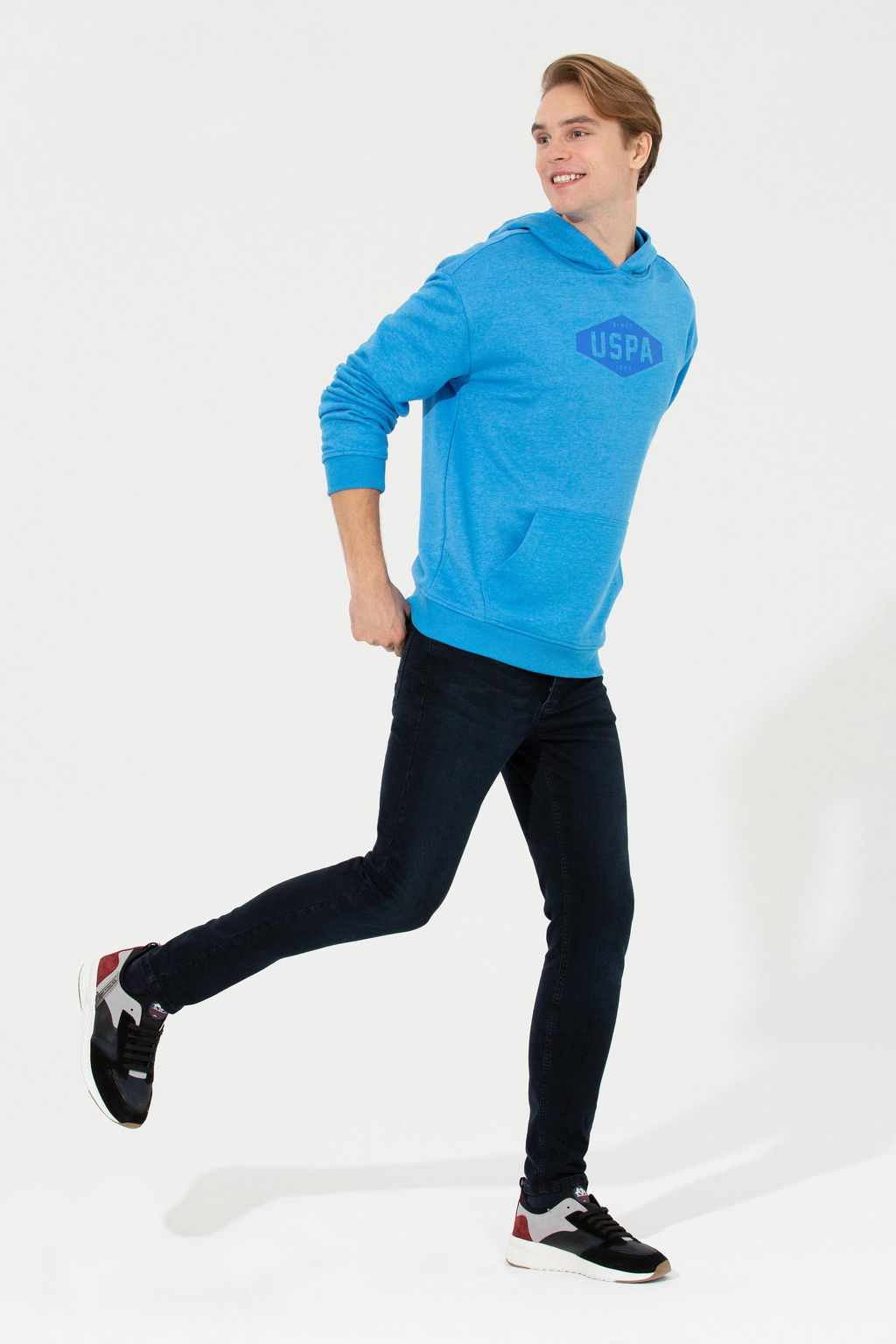 U. S. Polo Assn Мужская комфортная толстовка с капюшоном кобальтового меланжевого цвета - U.s. polo assn фото 2