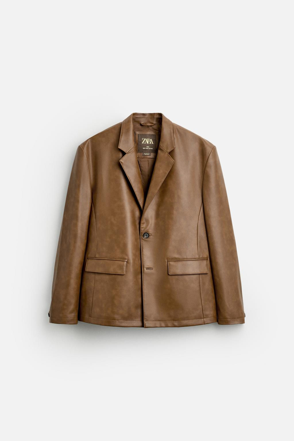 LIMITED EDITION LEATHER EFFECT BLAZER - Zara фото 7
