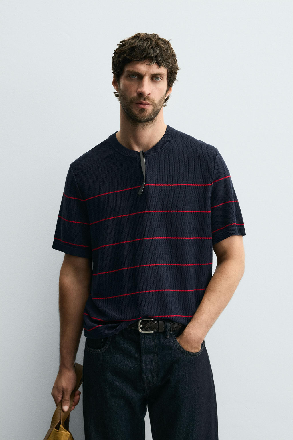 STRIPED JACQUARD KNIT T-SHIRT