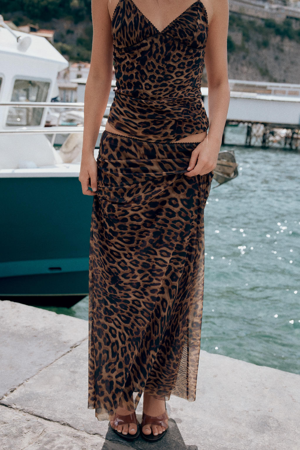 FALDA TUL ESTAMPADO LUNARES / Leopardo / Tostado - Zara фото 3