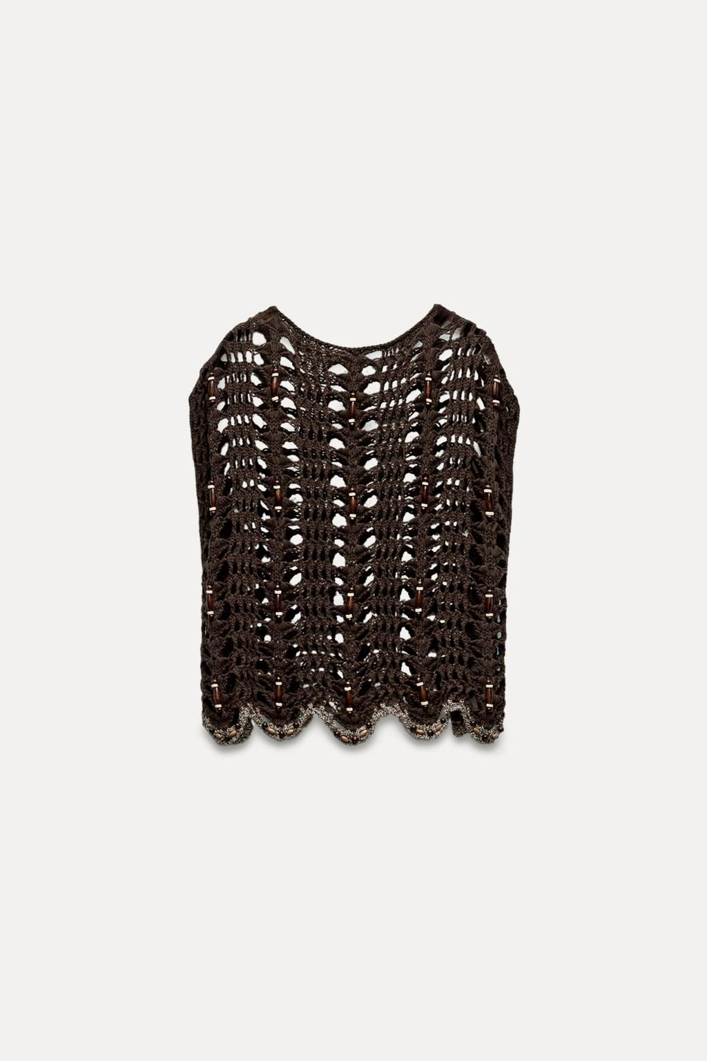 OPEN-KNIT TOP WITH BEADING - Zara фото 5