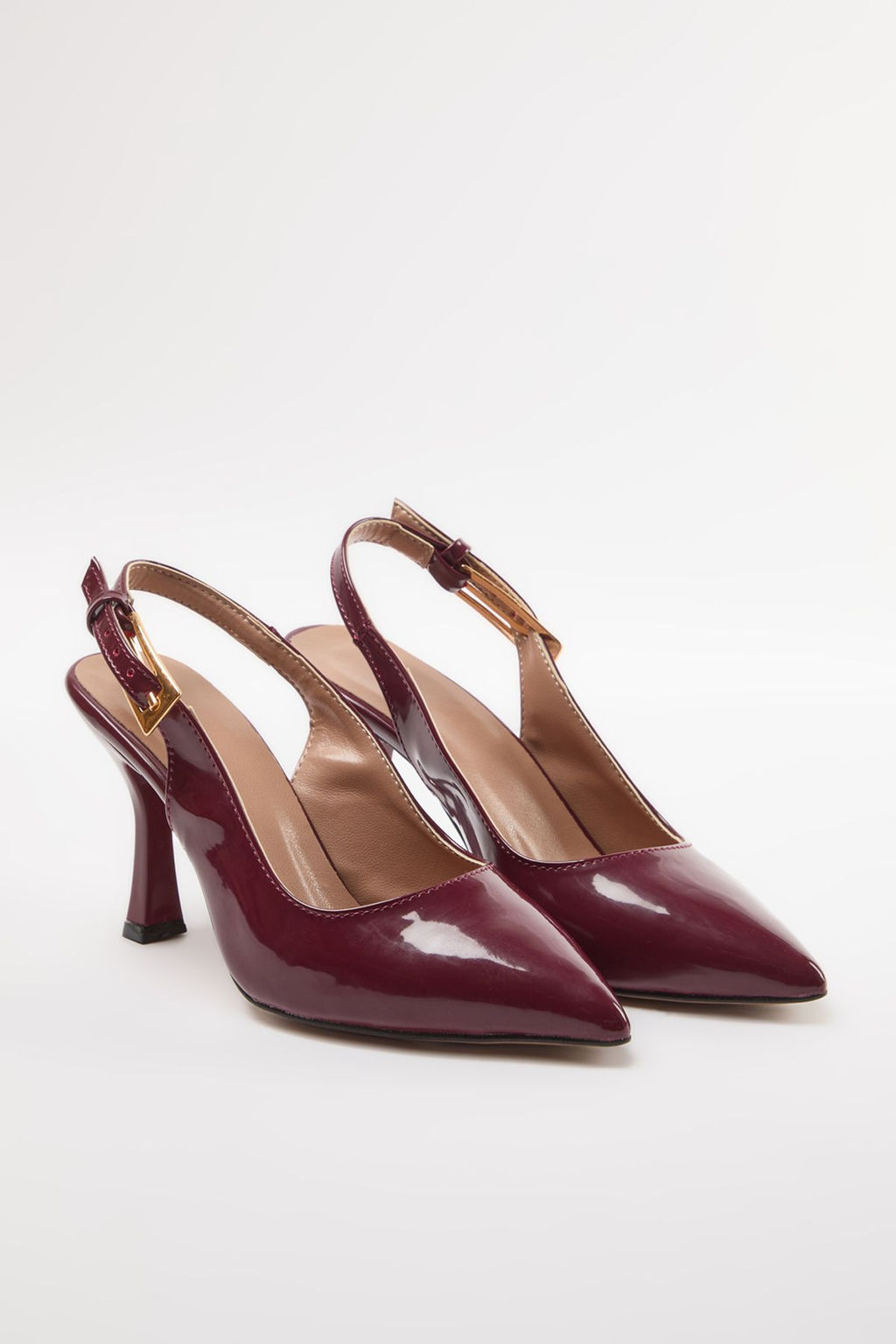 Bordo Alt?n Tokal? Sivri Burun Kad?n Arkas? Ac?k Ince Topuklu Ayakkab?
TAKAW25TO00006 - Trendyolmilla фото 4