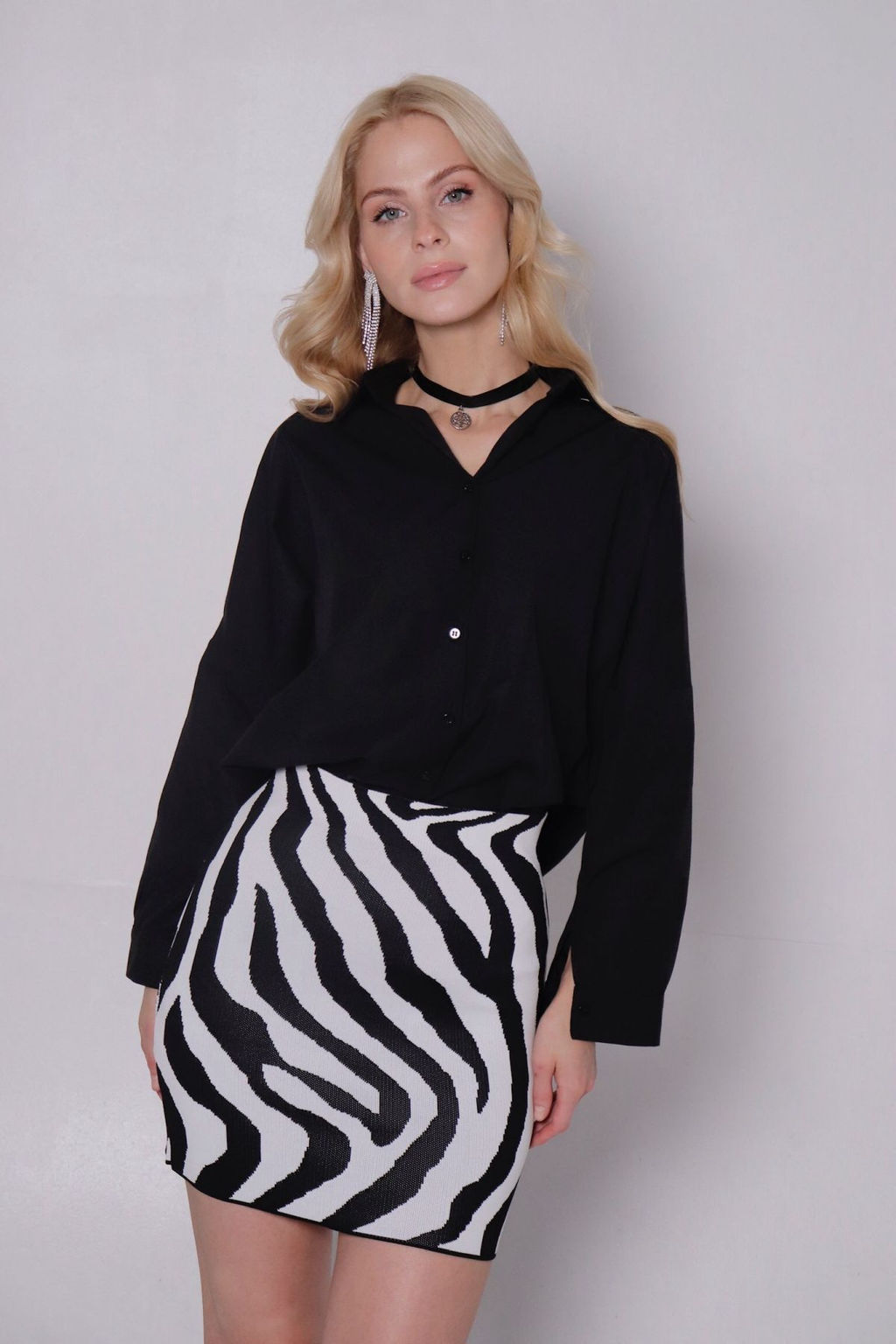 11417 Мини-юбка вязаная чёрно-белая - Martichelli фото 10