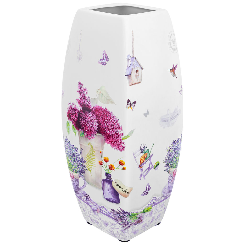 Ваза 3 л 12,5*12,5*30 см "Лаванда" квадрат, NEW BONE CHINA