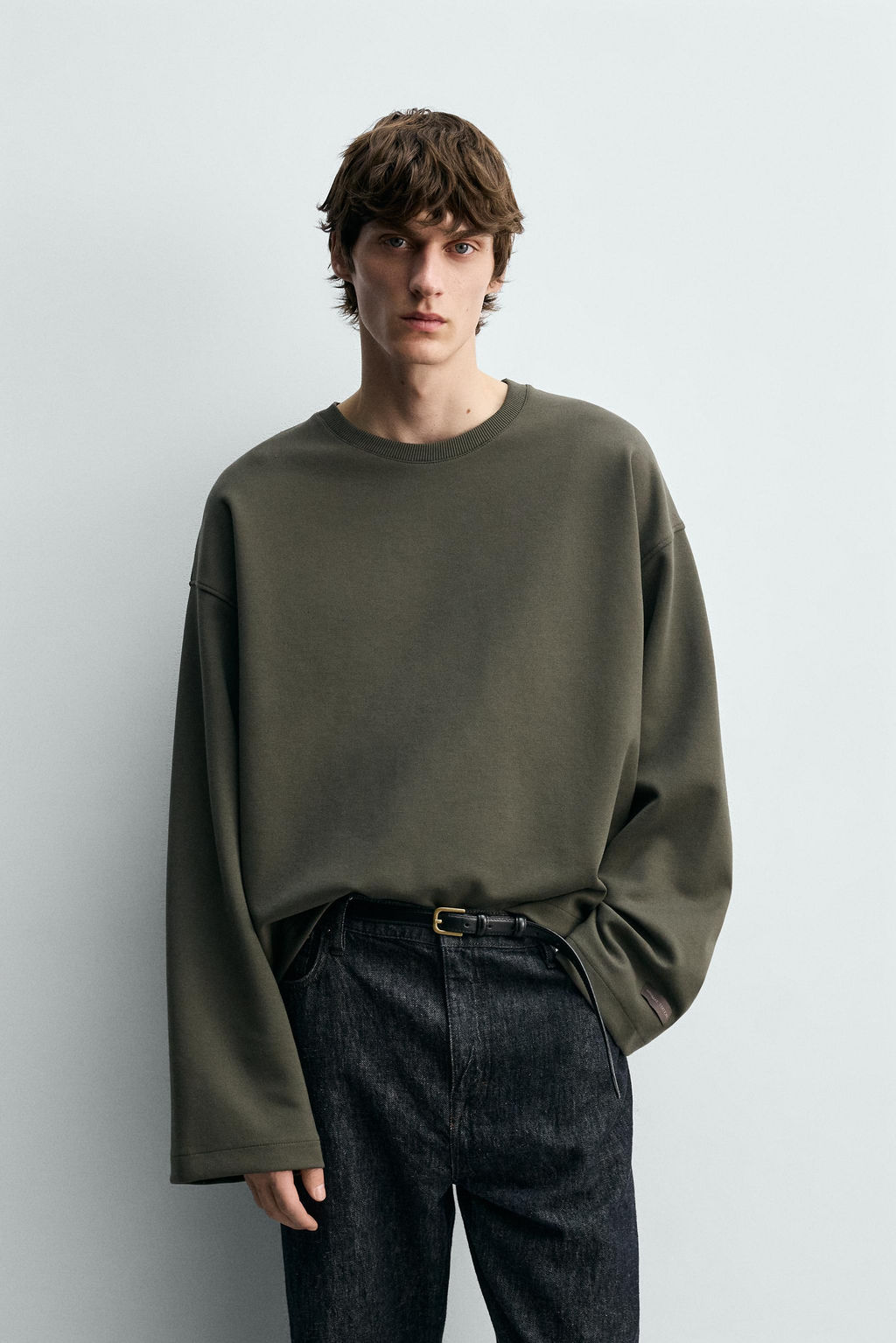 SUDADERA CROPPED FIT INTERLOCK / Verdoso - Zara фото 2