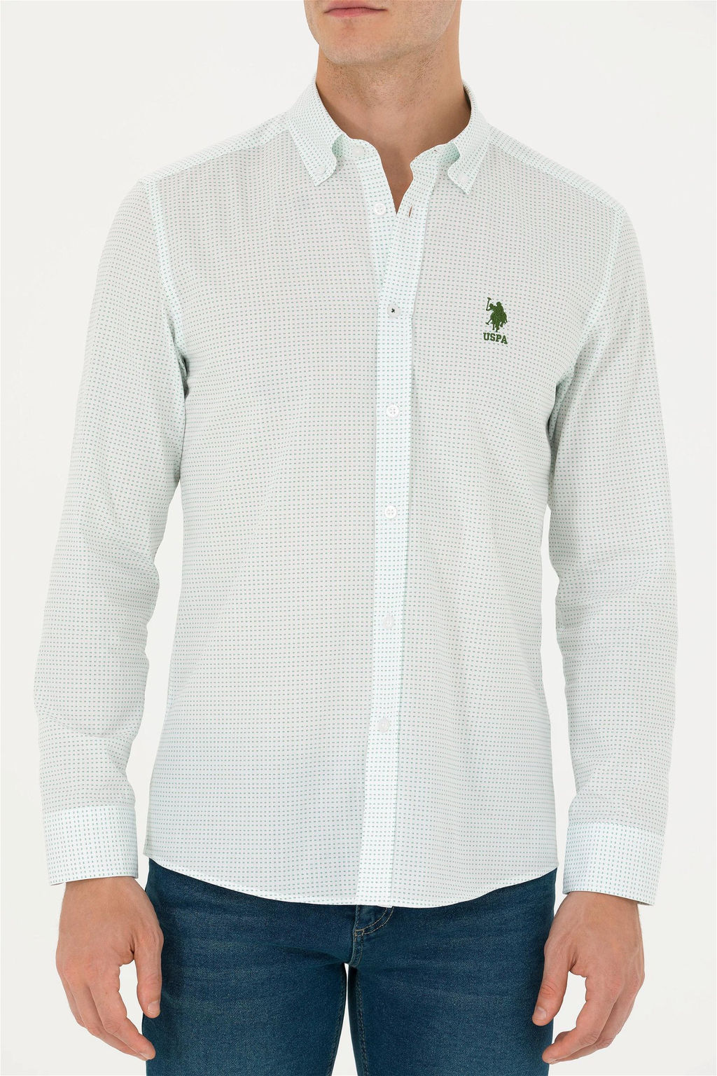 U. S. Polo Assn / Мужская зеленая рубашка с длинным рукавом - U.s. polo assn фото 6