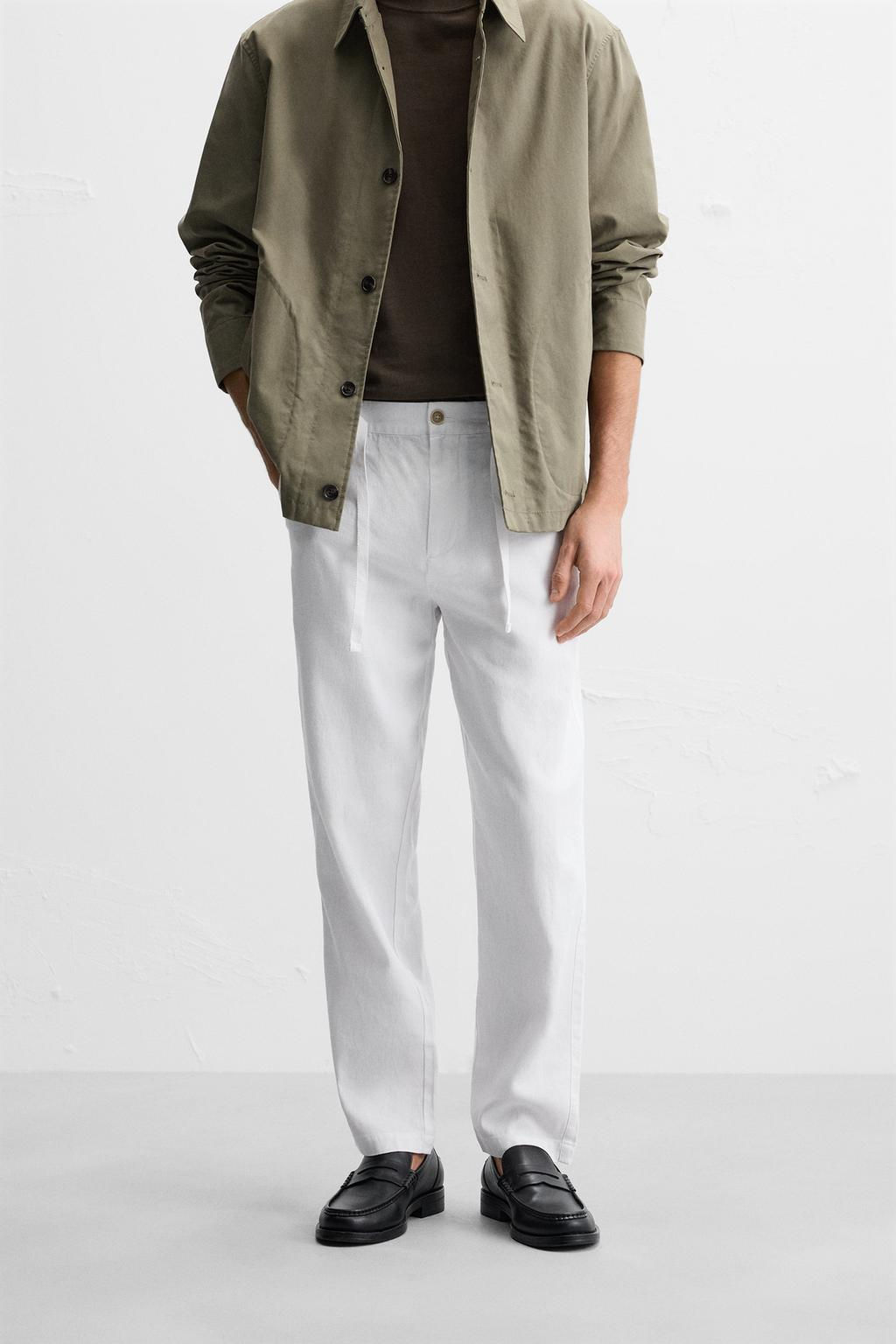 COTTON/LINEN RELAXED FIT TROUSERS - Zara фото 11