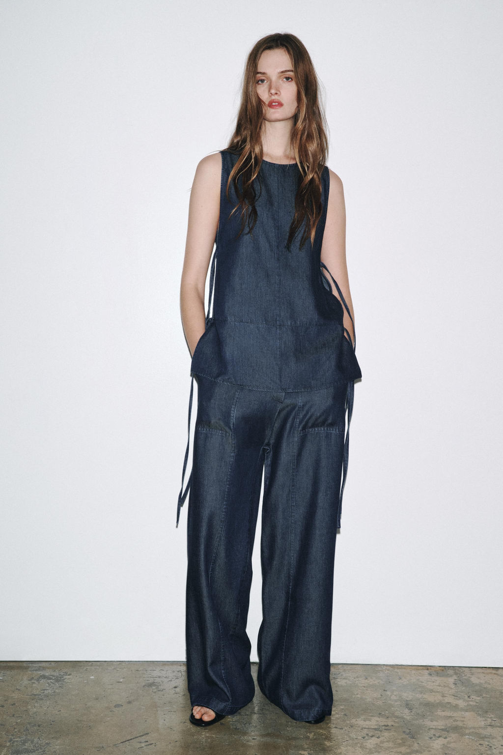 ZW COLLECTION DENIM TIE TOP - Zara фото 12