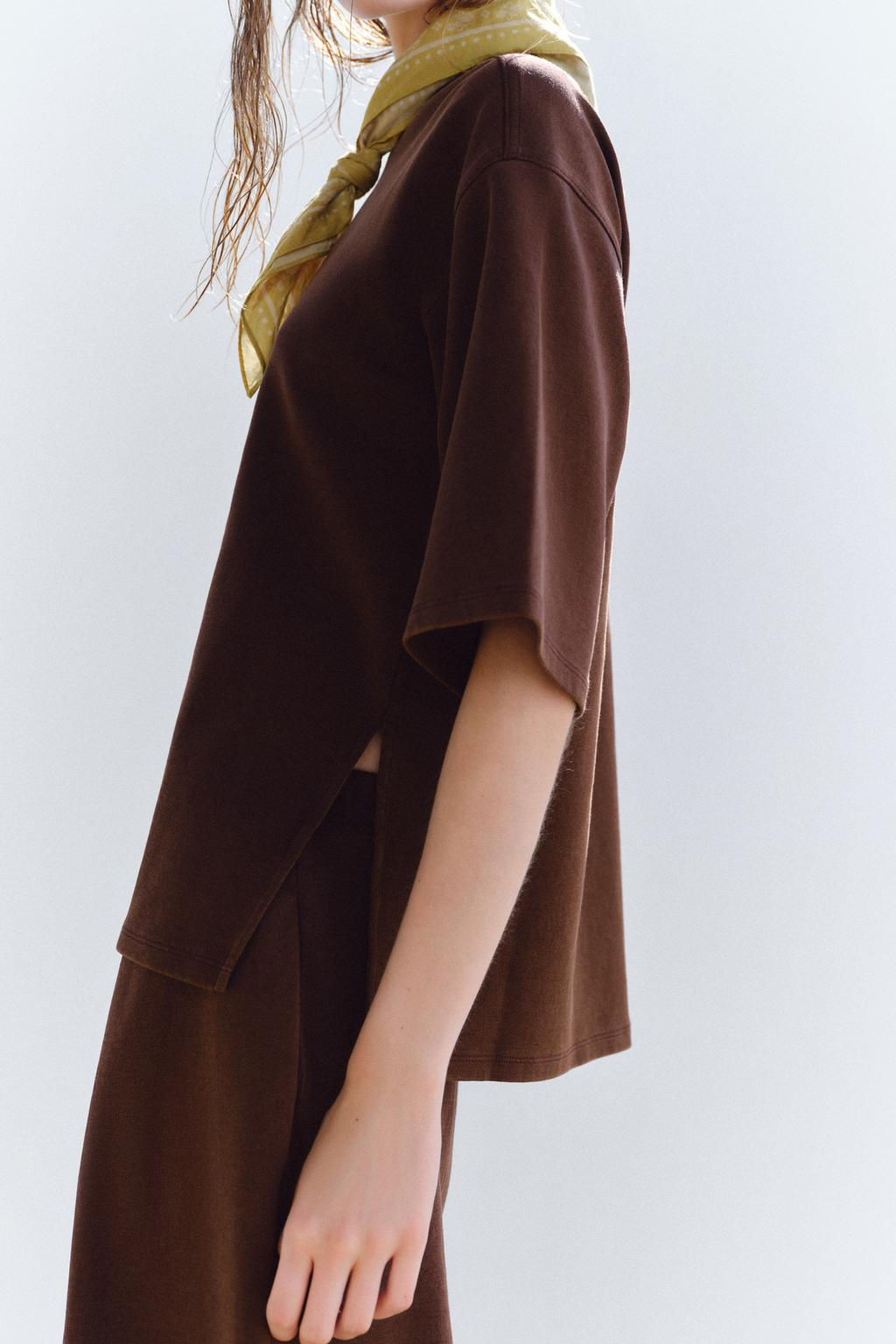 WASHED EFFECT INTERLOCK T-SHIRT - Zara фото 25