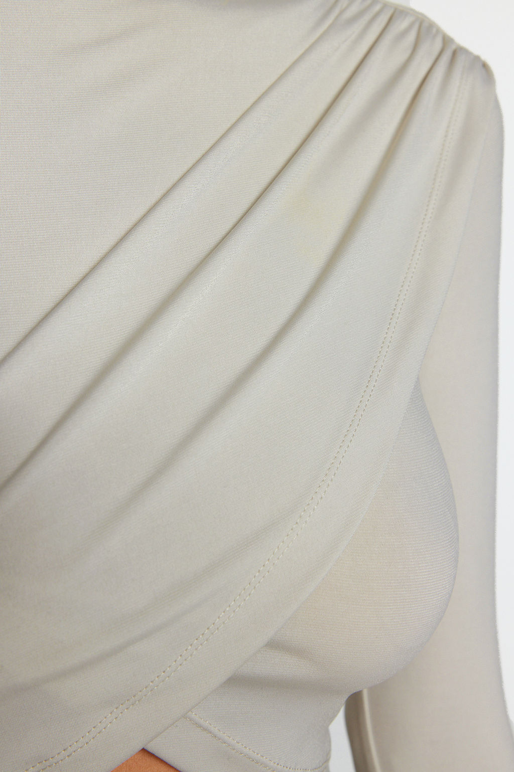 Ac?k Tas Dik Yaka Anvelop Kapama Drapeli Crop Bluz TWOAW24BZ00164