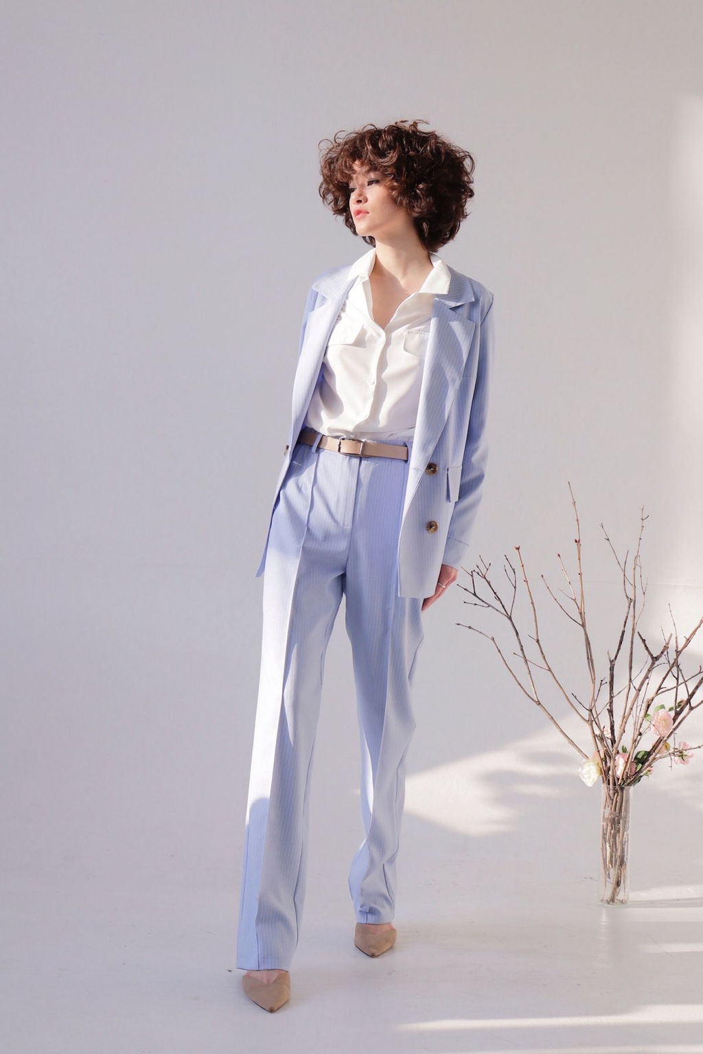 Брюки со стрелками голубые в полоску - Martichelli фото 6