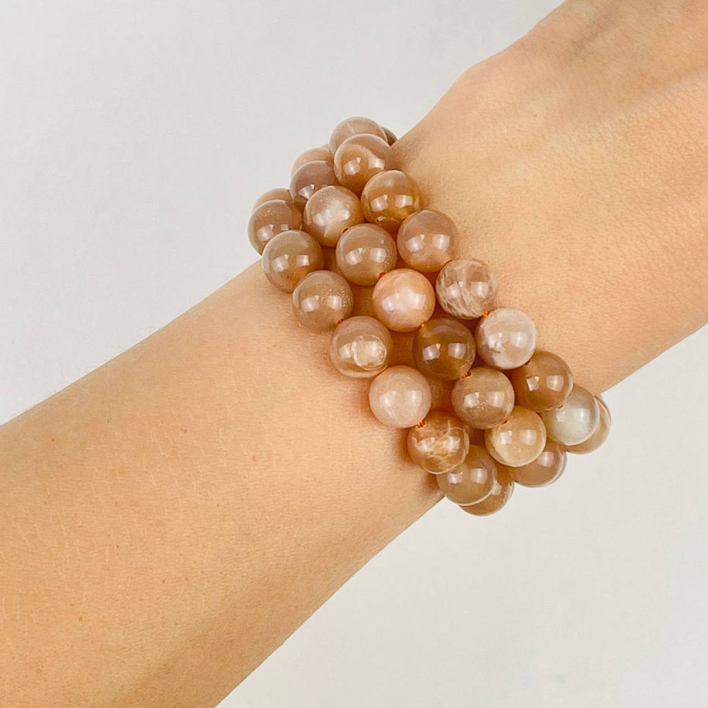 Бусины для укражений из Лунного камня (46 бусин) 39 см