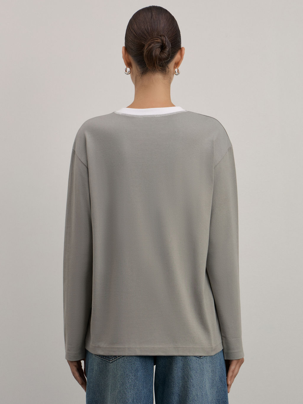 Базовый лонгслив из хлопка с принтом / Zarina  фото 5