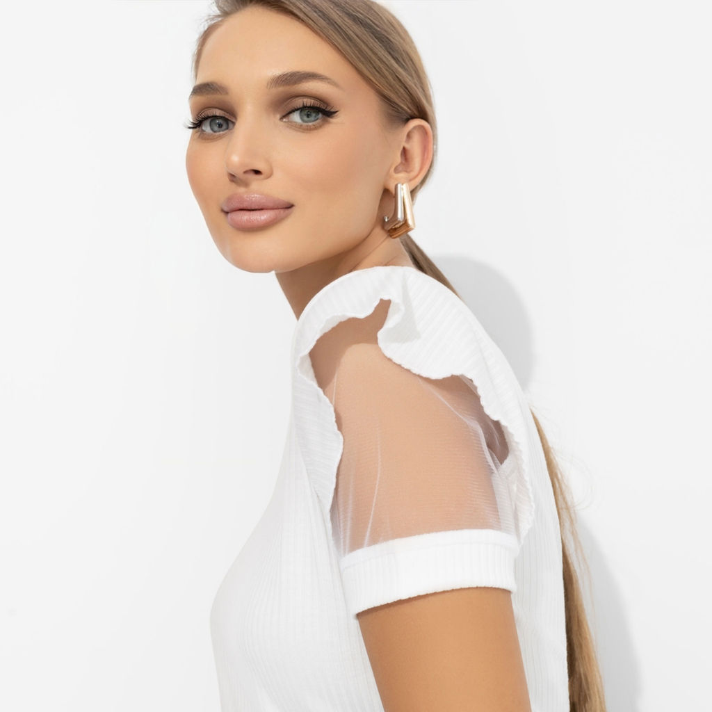 Футболка в рубчик, Высокая мода без усилий (white) - Charutti фото 3