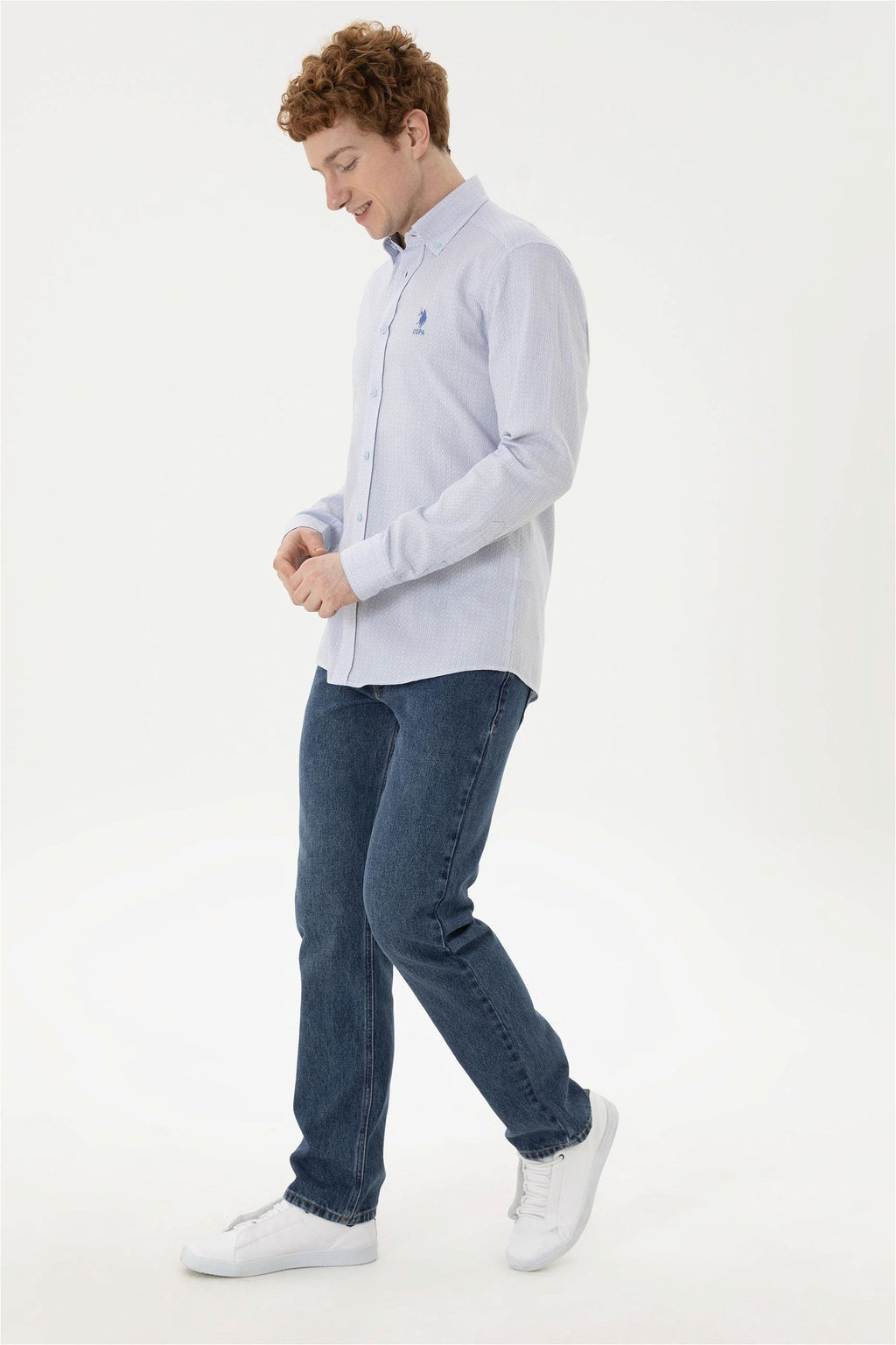 Мужская темно-синяя рубашка с длинным рукавом - U.s. polo assn фото 4