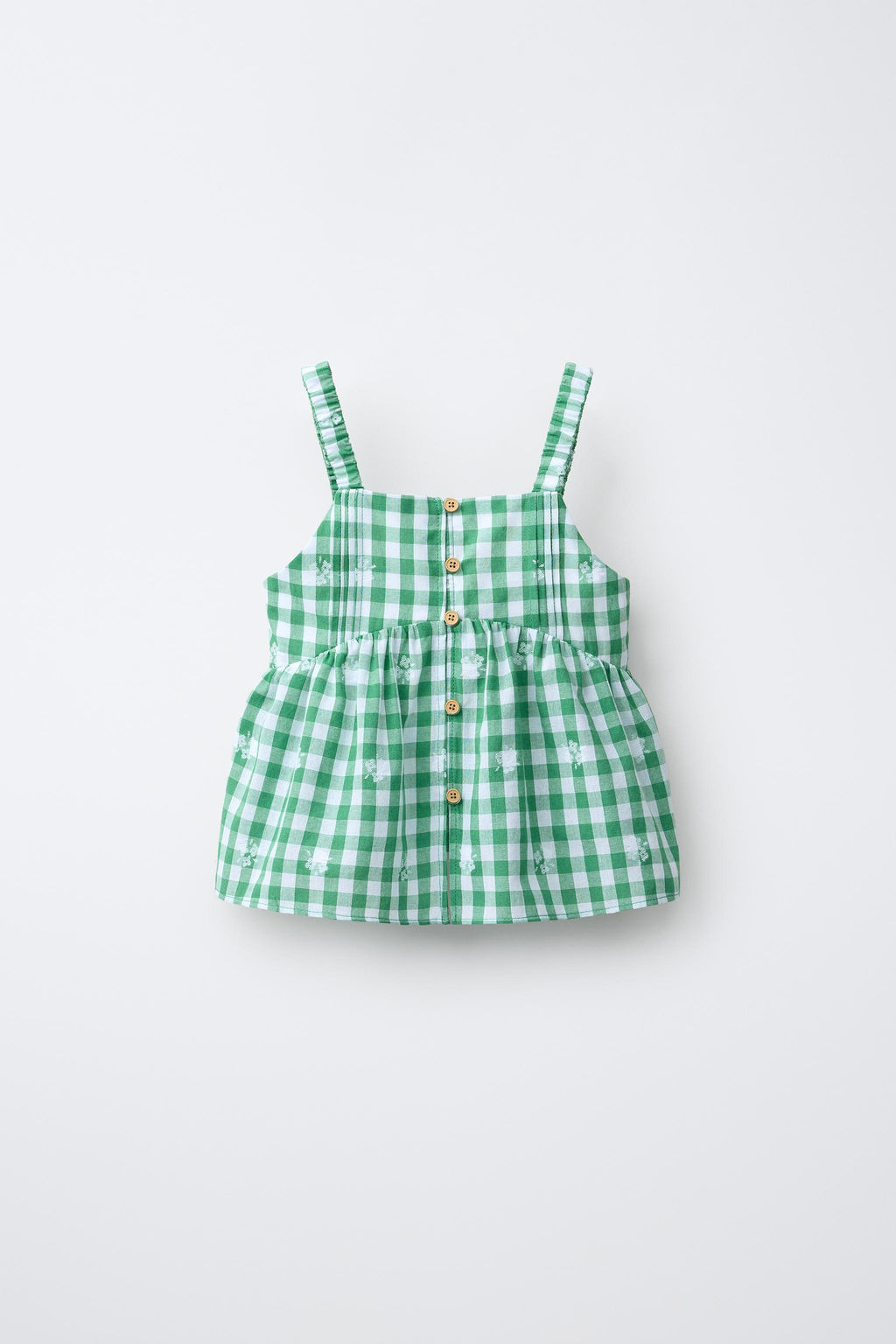 TOP BORDADOS CUADRO VICHY / Blanco / Verde