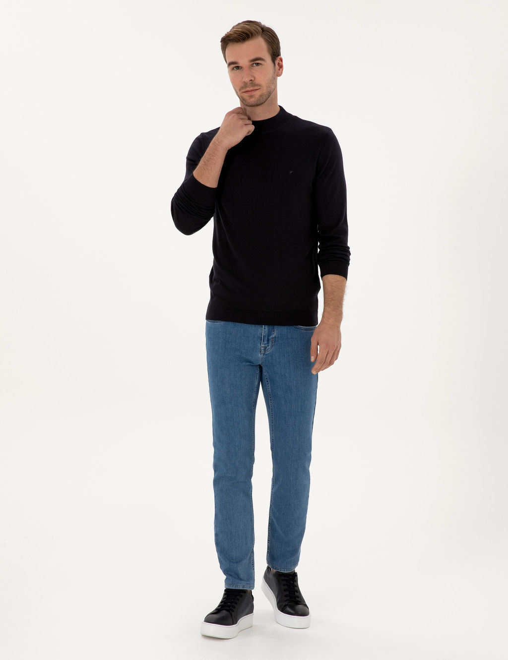 Lacivert Slim Fit Basic Kazak - Cacharel фото 4
