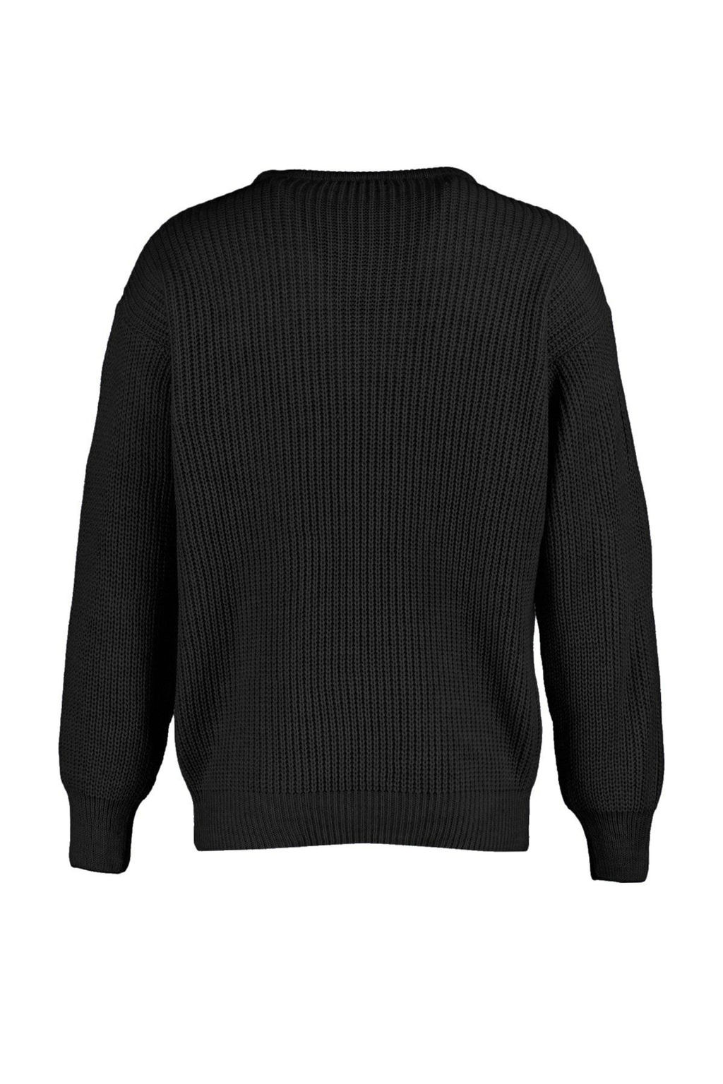 Siyah Oversize Couple/Cift Bisiklet Yaka Duz Triko Kazak TMNAW23KZ00189