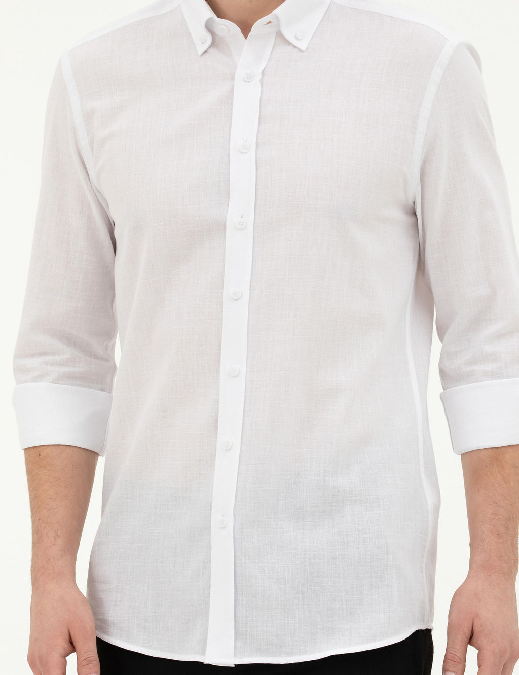 Рубашка Pierre Cardin Slim Fit белая с длинным рукавом
