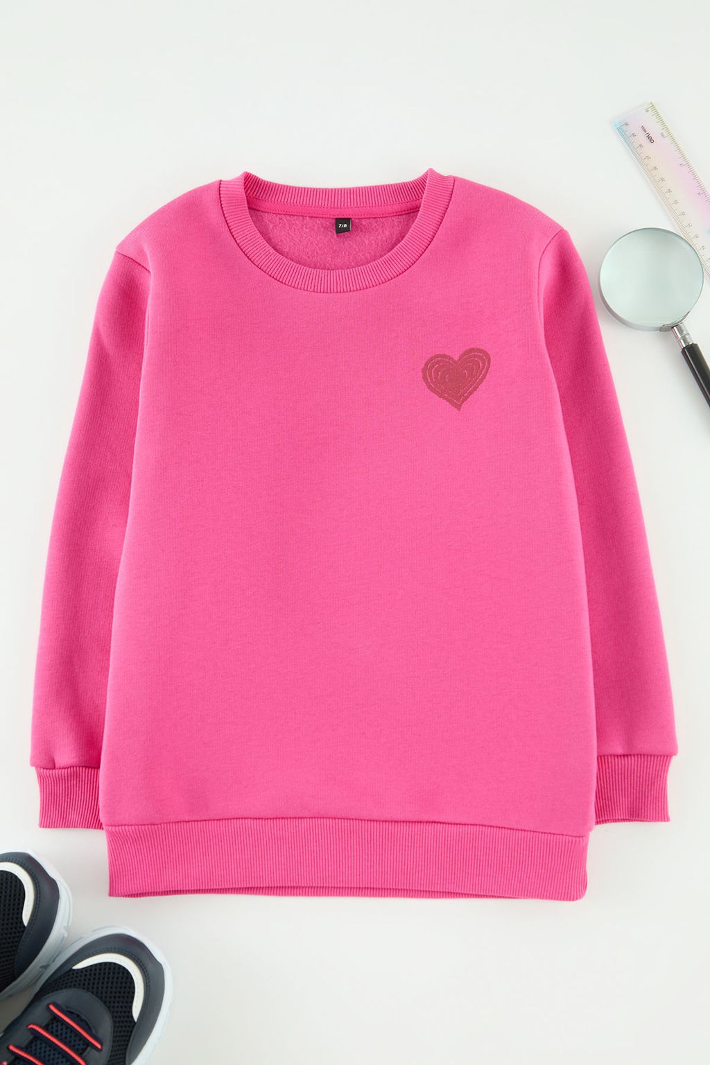 Pembe K?z Cocuk Anne-K?z S?rt Bask?l? Orme Mini Me Sweatshirt TKDAW25SW00053 - Trendyolmilla фото 2