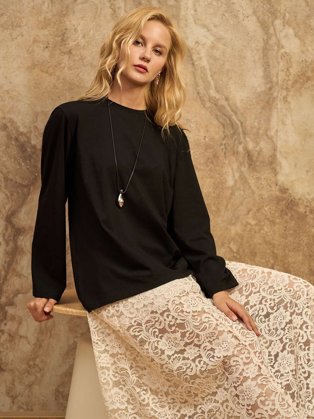 Лонгслив с кружевом на спине 95% хлопок, 5% лайкра - Sahar art lab фото 9