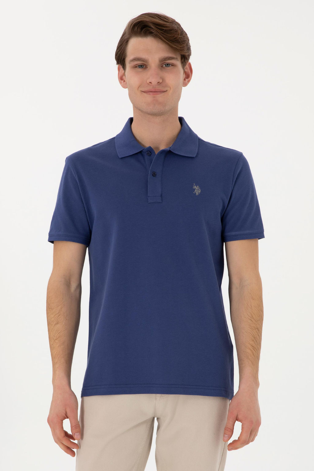 Erkek Slim Fit Polo Yaka A__k Basic Ti__rt