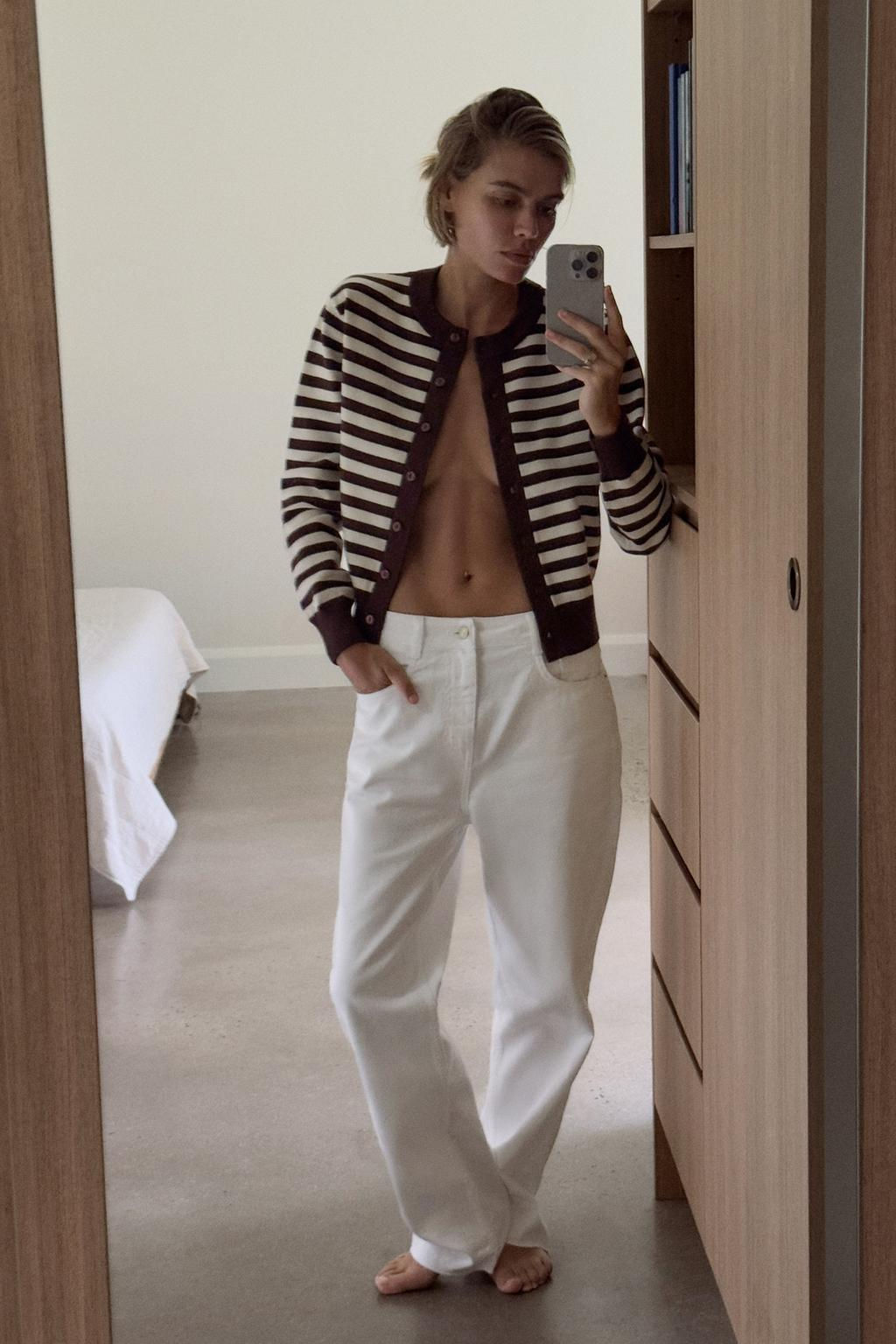 STRIPED KNIT CROPPED CARDIGAN - Zara фото 2