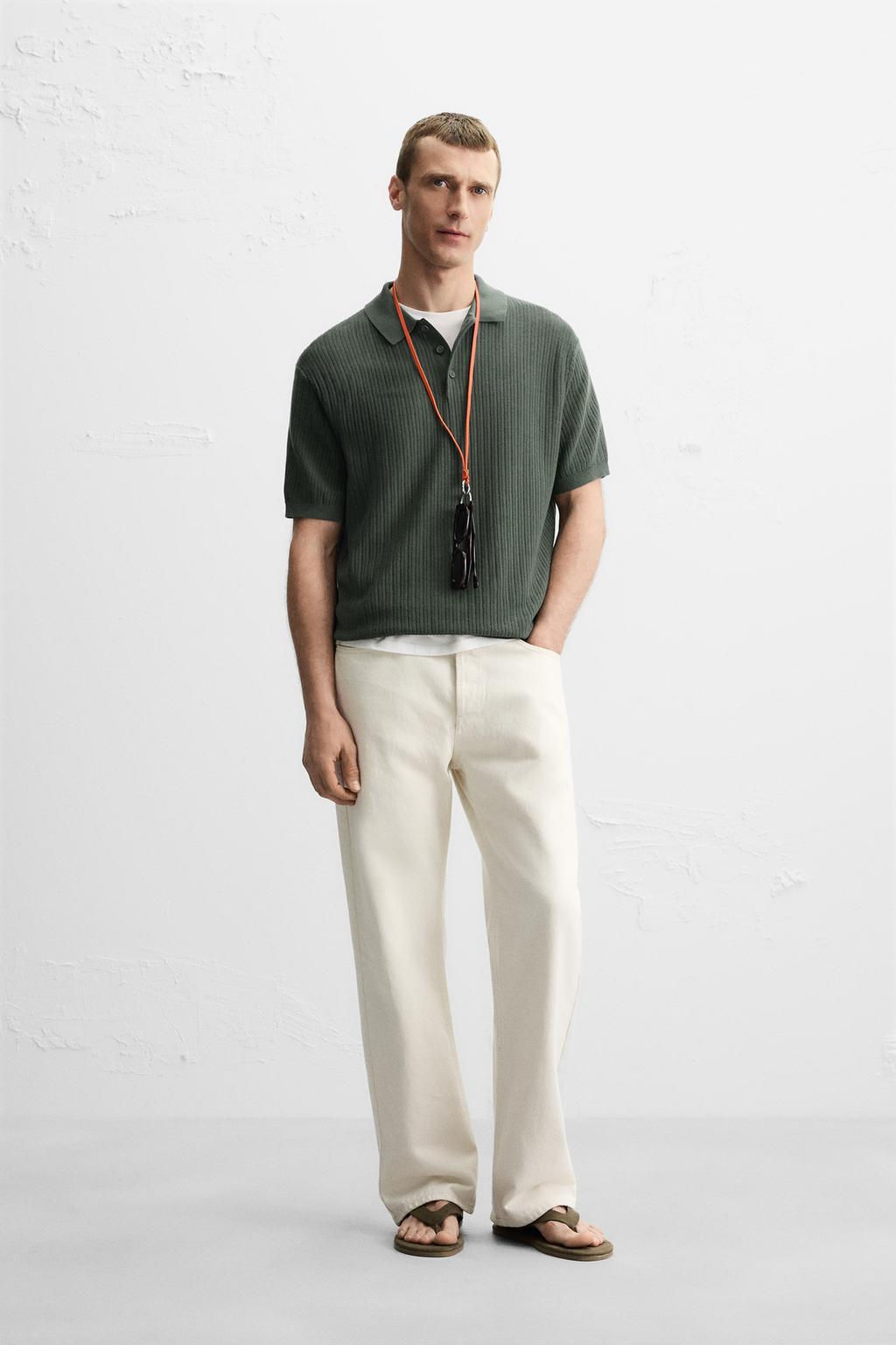 RIBBED KNIT POLO SHIRT - Zara фото 17