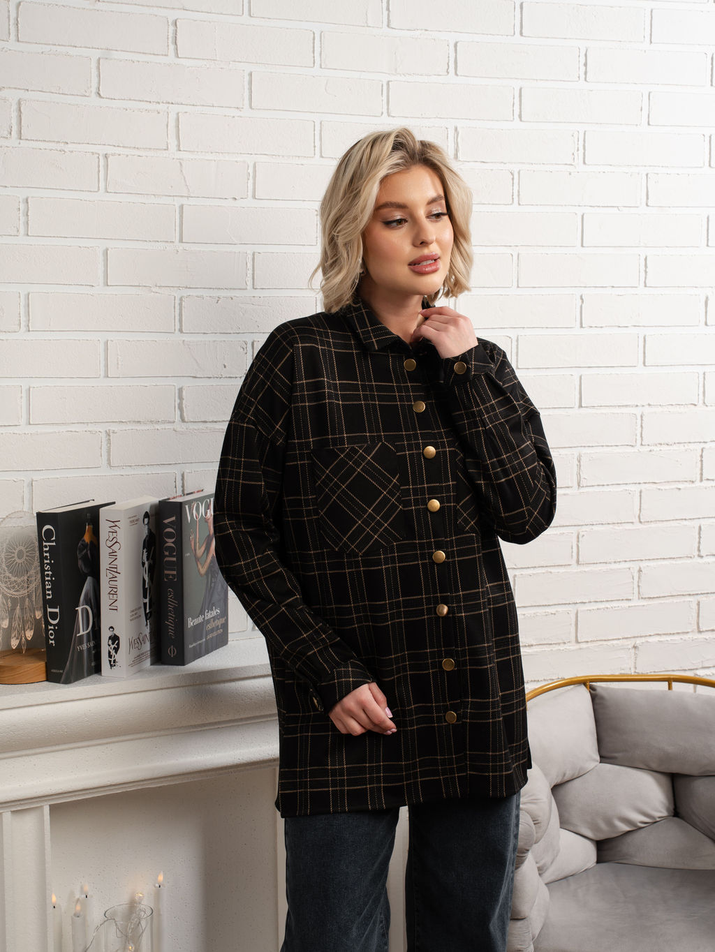 Рубашка с длинным рукавом Доротея (черная) Б14991-10М - Lt collection фото 6